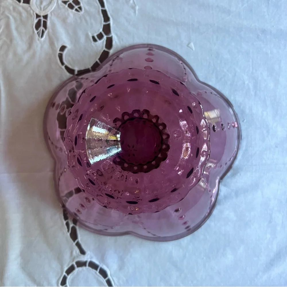 Purple Amethyst color Pedestal Bowl With Hobnail Detail Ikea vintage inspired …